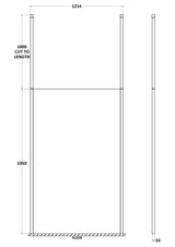 Modern Splash 1200mm Matt Black Wetroom Panel 8mm Glass With Ceiling Poles