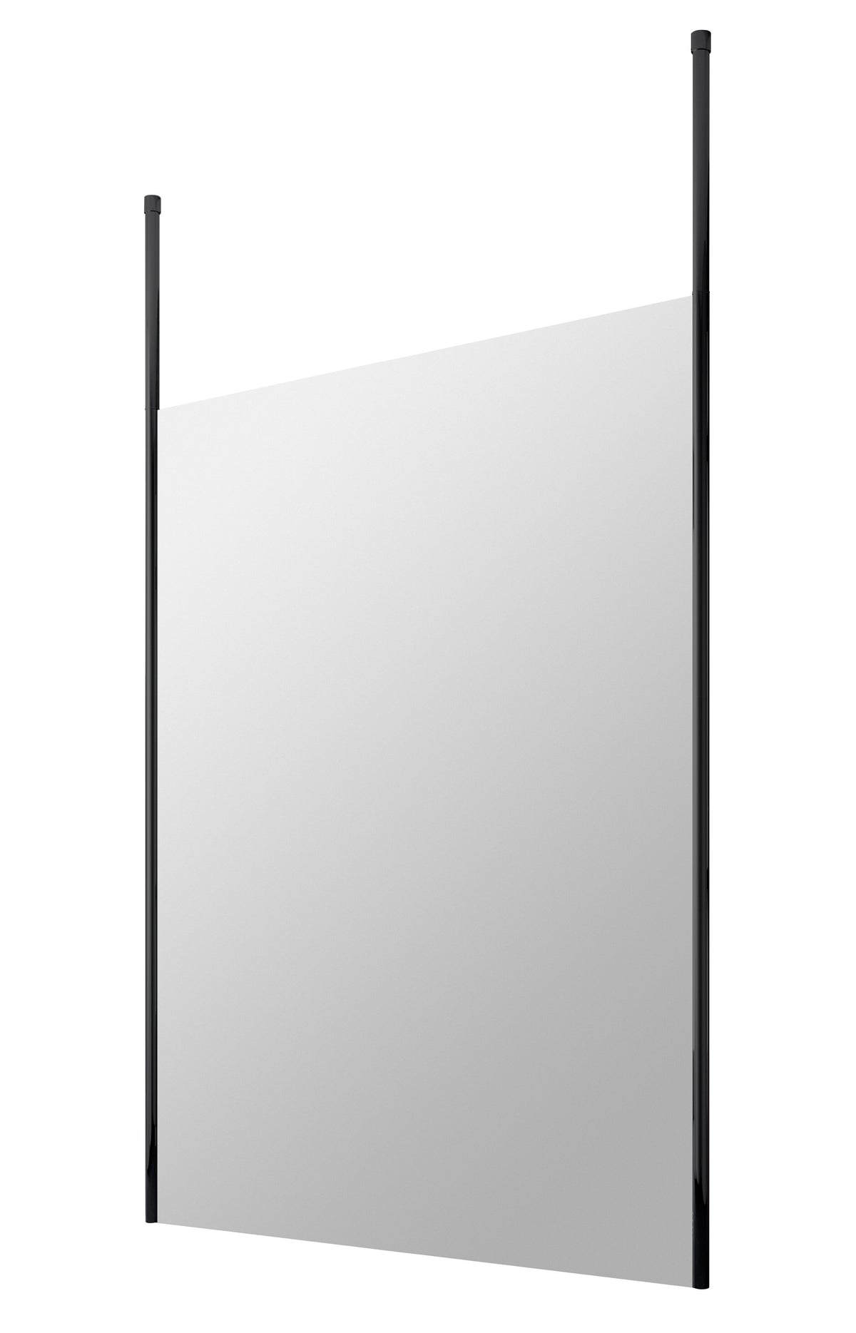 Modern Splash 1400mm Matt Black Wetroom Panel 8mm Glass With Ceiling Poles