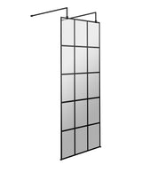 Modern Splash 700mm Matt Black Wetroom Panel 8mm Glass With Support Arms