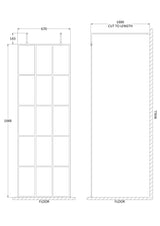 Modern Splash 700mm Matt Black Wetroom Panel 8mm Glass With Support Arms