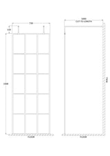 Modern Splash 760mm Matt Black Wetroom Panel 8mm Glass With Support Arms