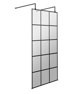 Modern Splash 800mm Matt Black Wetroom Panel 8mm Glass With Support Arms
