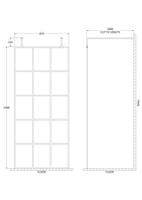 Modern Splash 900mm Matt Black Wetroom Panel 8mm Glass With Support Arms