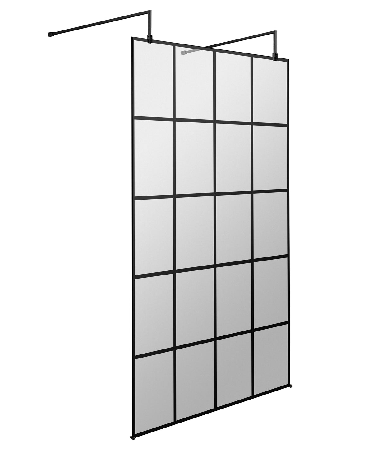 Modern Splash 1000mm Matt Black Wetroom Panel 8mm Glass With Support Arms