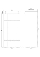 Modern Splash 1000mm Matt Black Wetroom Panel 8mm Glass With Support Arms