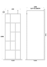 Modern Splash 700mm Matt Black Abstract Frame Wetroom Screen