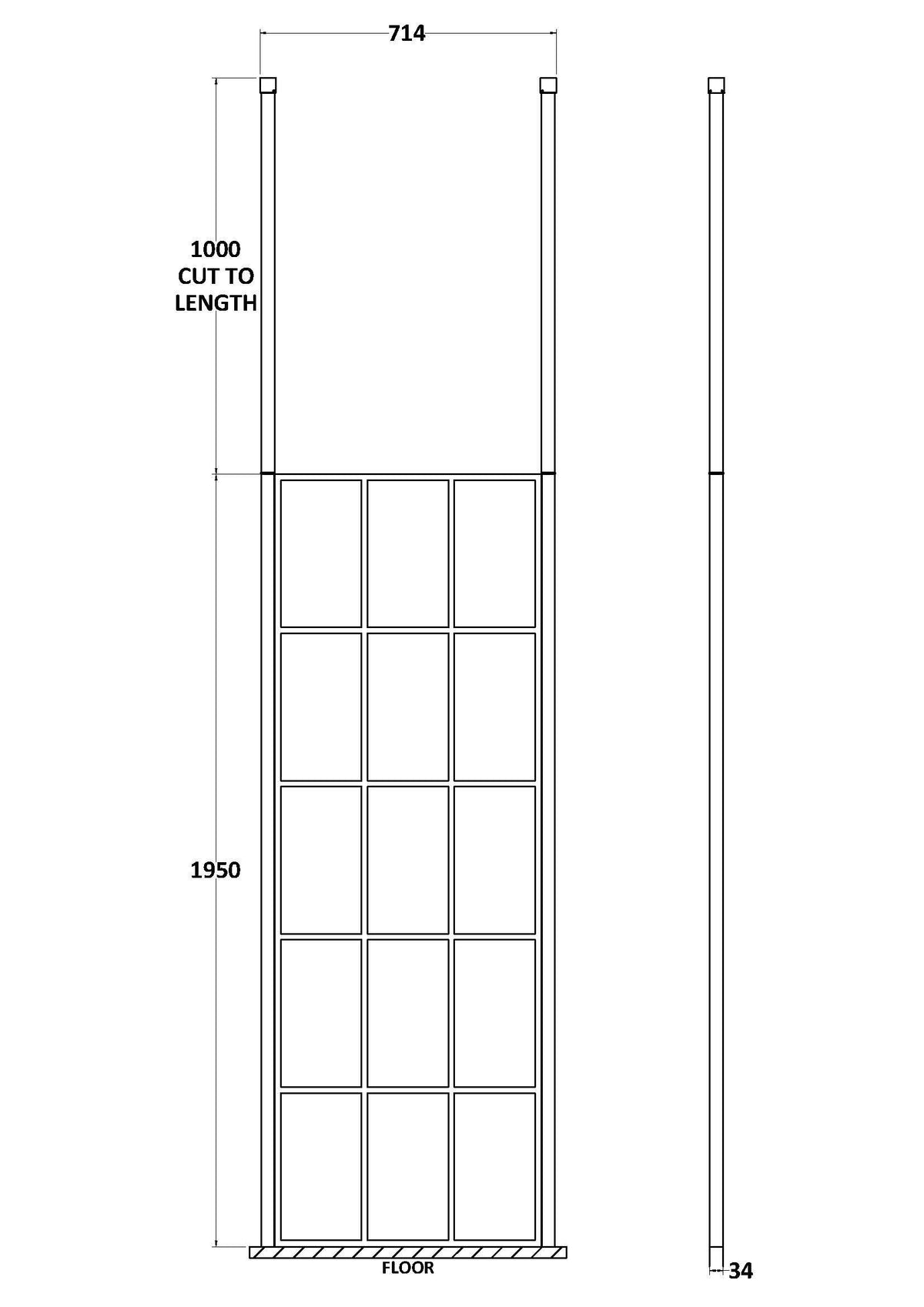 Modern Splash 700mm Frame Screen Matt Black Wetroom With Ceiling Posts