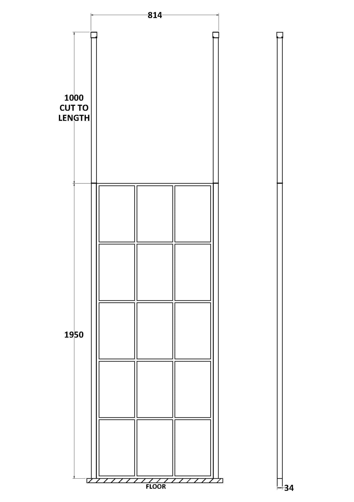 Modern Splash 800mm Matt Black Frame Screen Wetroom With Ceiling Posts