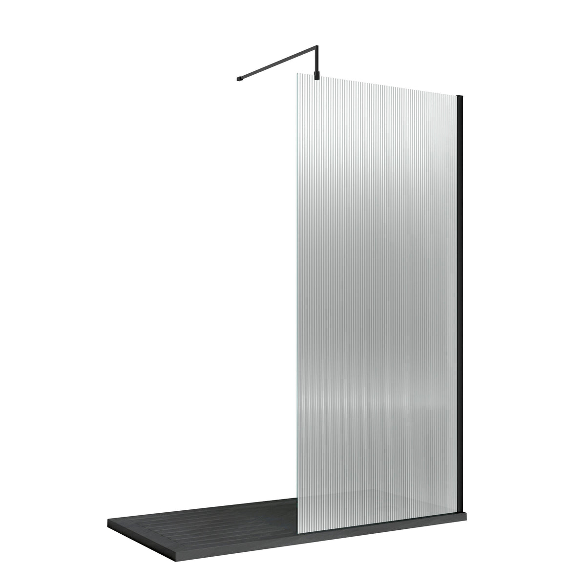 Modern Splash 1000mm Matt Black Fluted Wetroom Panel