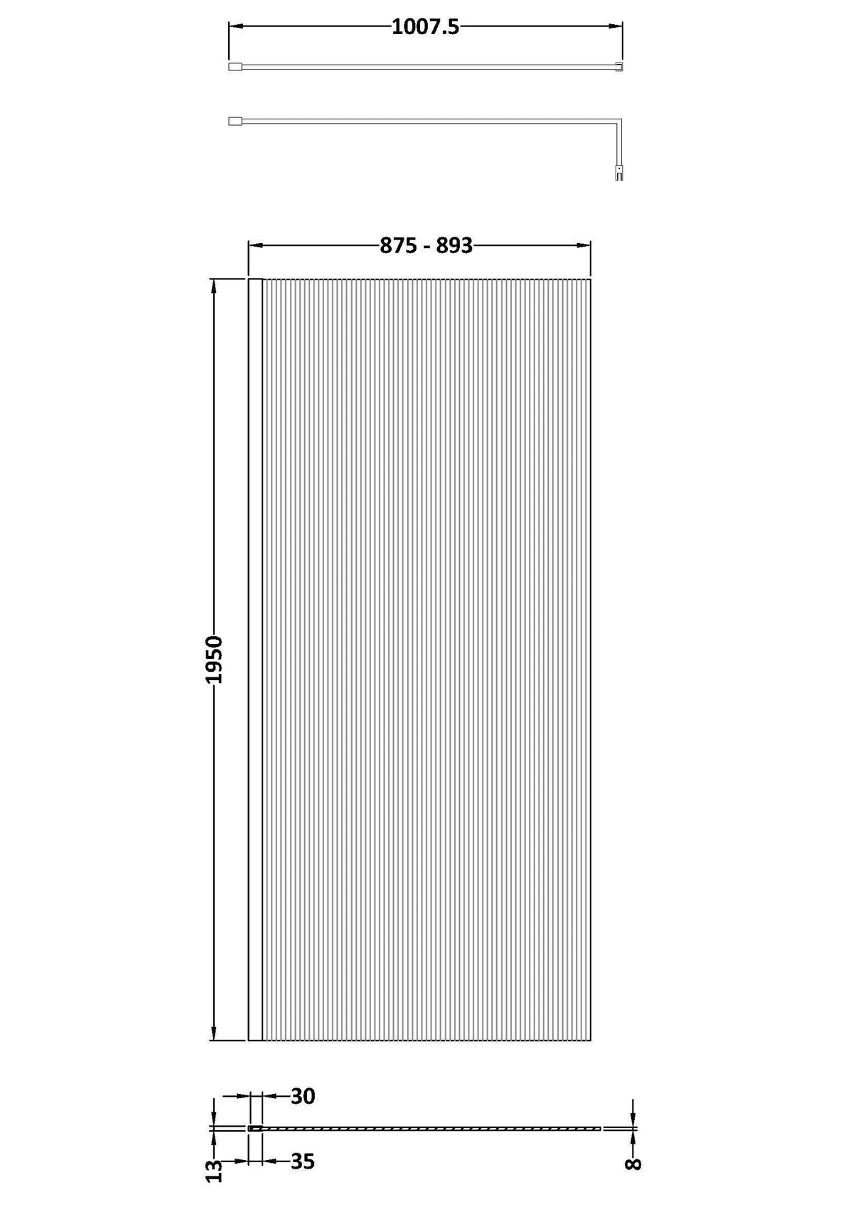 Modern Splash 900mm Brushed Brass Fluted Wetroom Panel