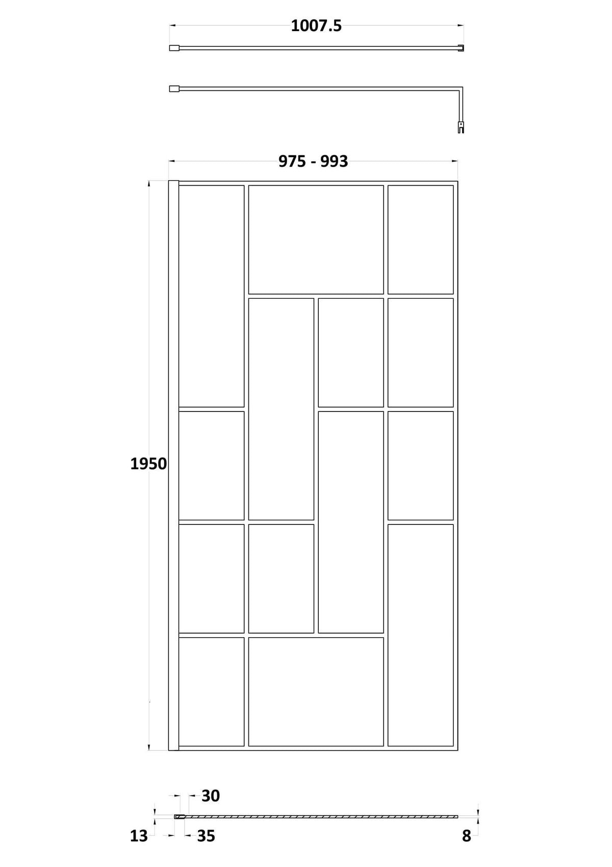 Modern Splash 1000mm Matt Black Wetroom Panel