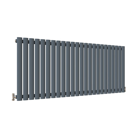 Horizontal Oval Column Anthracite & White Designer Central Heating Radiator UK