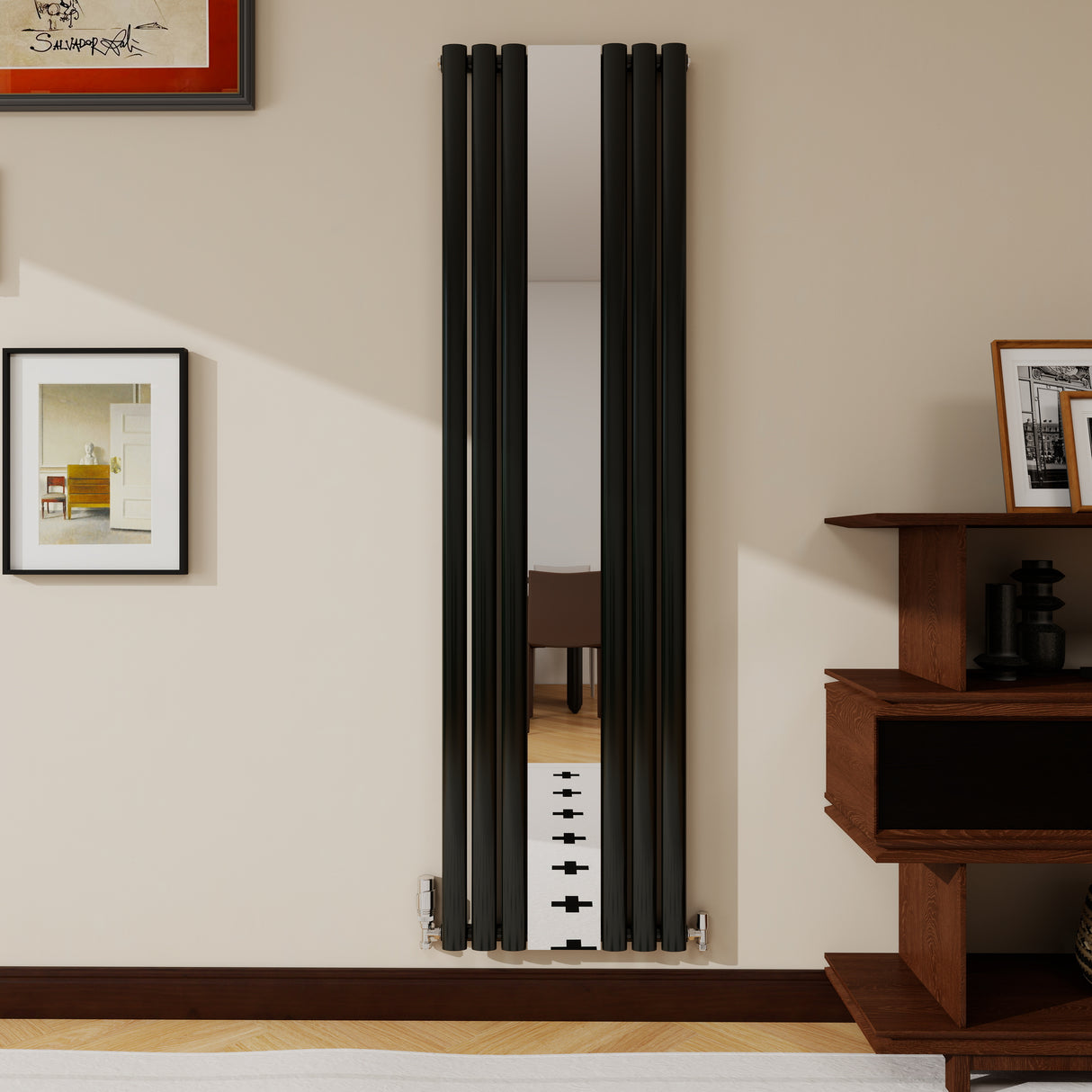Modern Splash Vertical Oval Column Mirror Radiator 1800x499mm Single