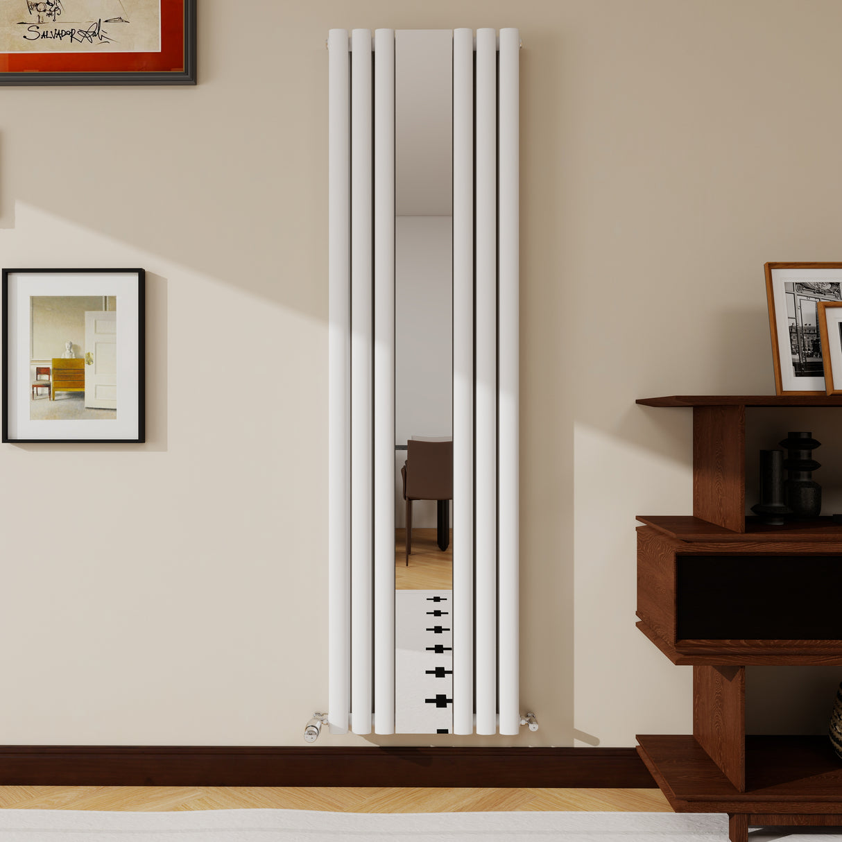 Modern Splash Vertical Oval Column Mirror Radiator 1800x499mm Double