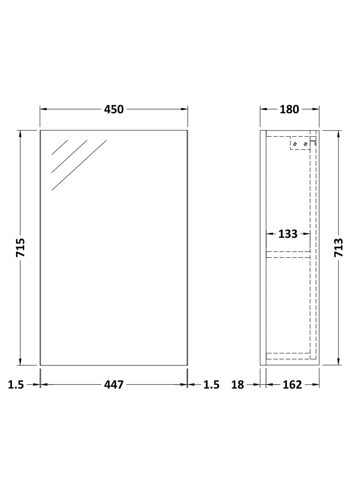 Modern Splash 450mm Gloss White Wall Hung Storage Unit