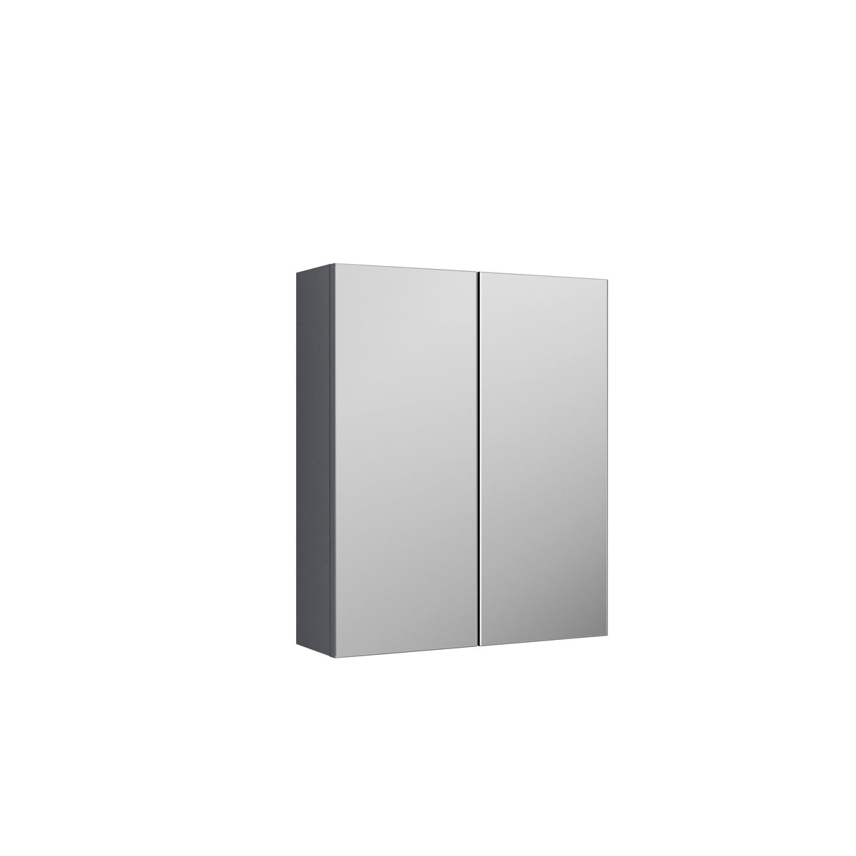 Modern Splash 600mm Satin Grey Wall Hung 50/50 Mirror Cabinet