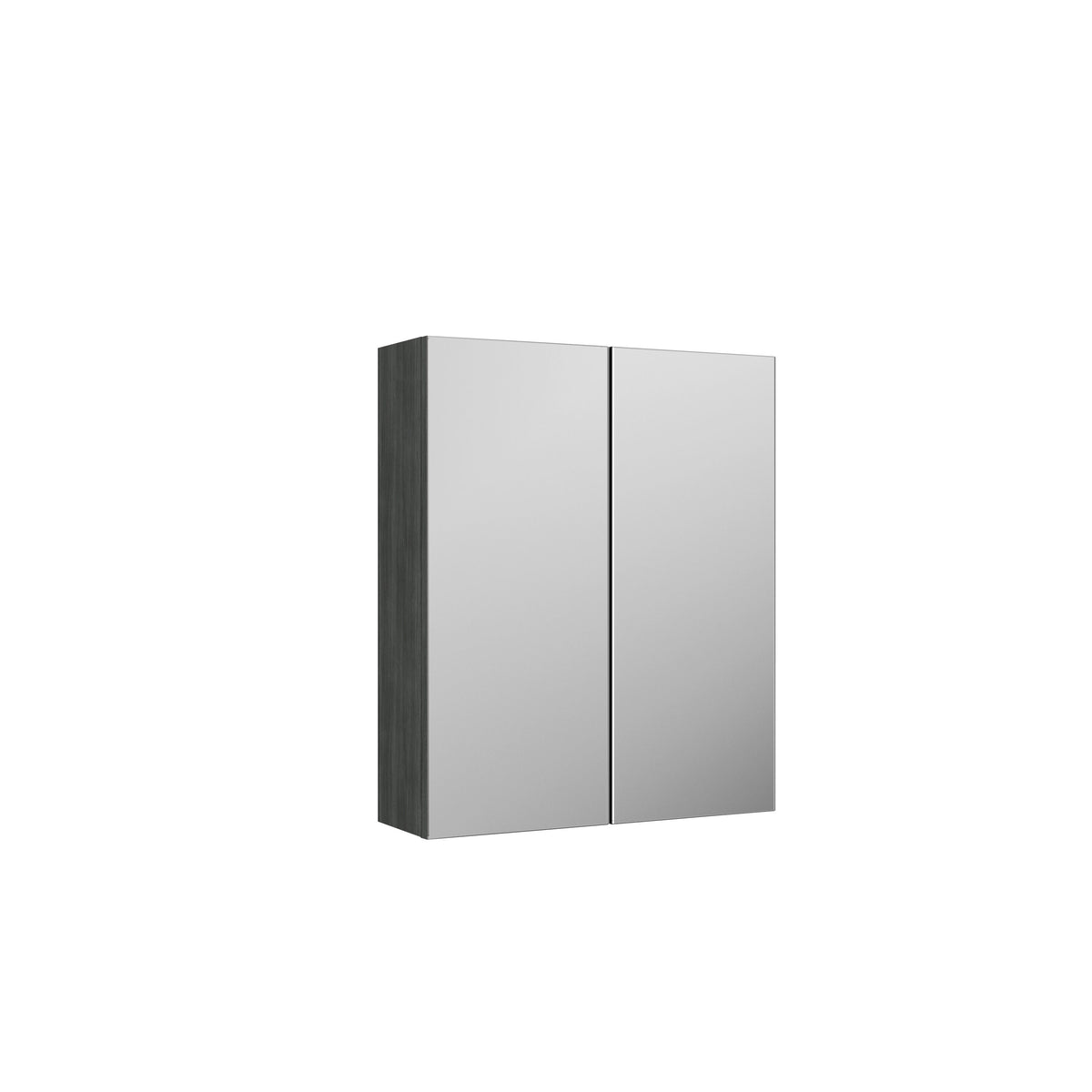 Modern Splash 600mm Graphite Grey Woodgrain Wall Hung 50/50 Mirror Cabinet