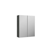 Modern Splash 600mm Graphite Grey Woodgrain Wall Hung 50/50 Mirror Cabinet