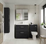 Modern Splash 800 x 715mm Fitted Wall Hung Charcoal Black Mirror Unit (50/50)