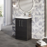 Modern Splash Compact 500mm Charcoal Black 2 Door Floor Standing Vanity Unit With Basin