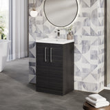 Modern Splash Compact 500mm Charcoal Black 2 Door Floor Standing Vanity Unit With Polymarble Basin