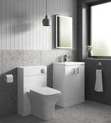 Modern Splash Compact 500mm Gloss White 2 Door Floor Standing Vanity Unit With Polymarble Basin