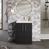 Modern Splash Compact 600mm Charcoal Black 2 Door Floor Standing Vanity Unit With Basin