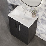 Modern Splash Compact 600mm Charcoal Black 2 Door Floor Standing Vanity Unit With Basin