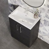 Modern Splash Compact 600mm Charcoal Black 2 Door Floor Standing Vanity Unit With Polymarble Basin