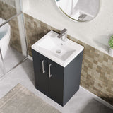 Modern Splash Compact 500mm Soft Black 2 Door Floor Standing Vanity Unit With Basin