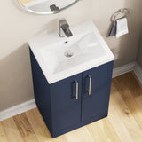 Modern Splash Compact 500mm Midnight Blue 2 Door Floor Standing Vanity Unit With Basin