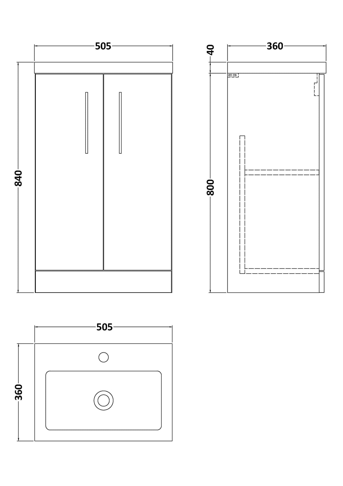 Modern Splash Compact 500mm Satin Green 2 Door Floor Standing Vanity Unit With Polymarble Basin