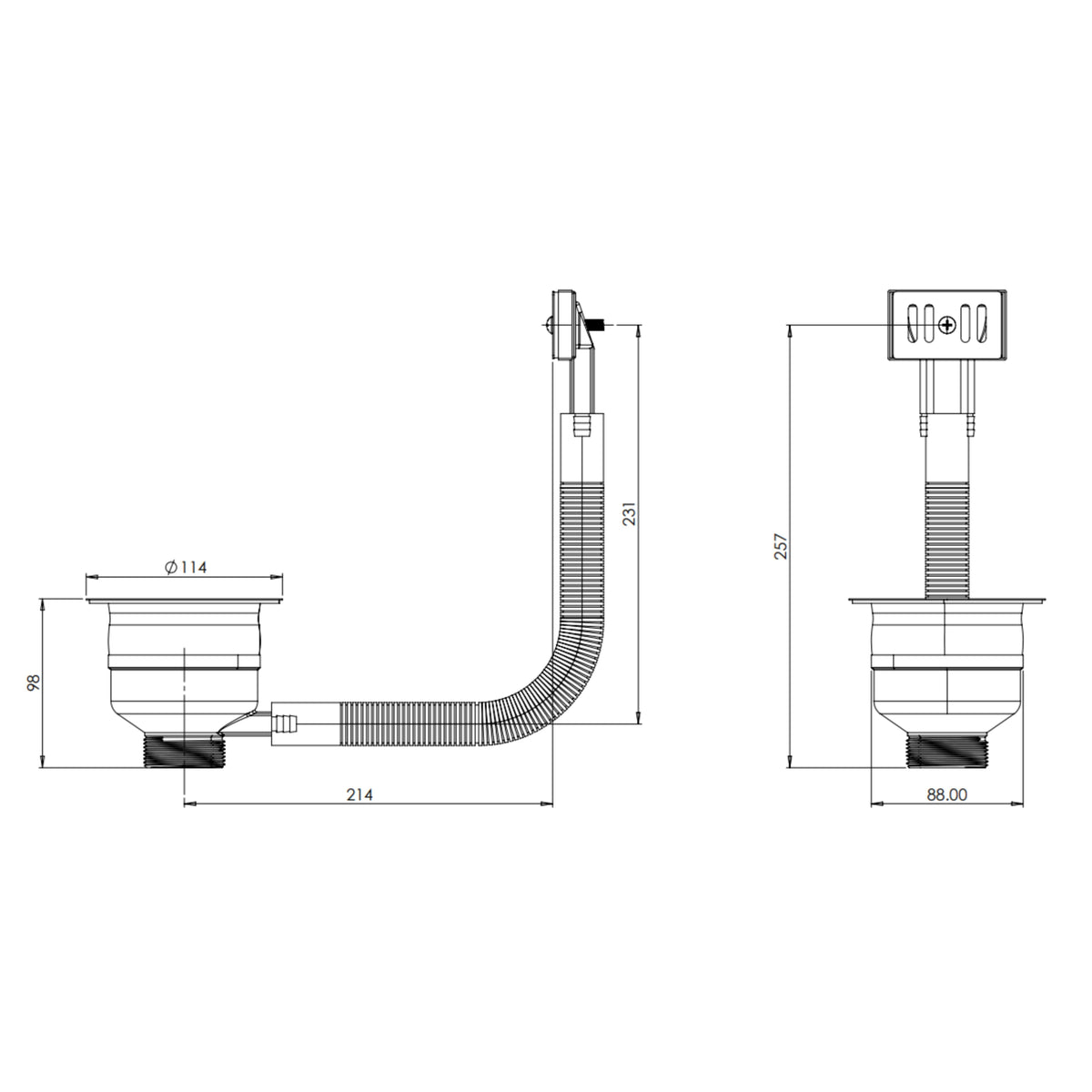 Matt Black Top Fix  Basket Strainer Basin Waste With Overflow