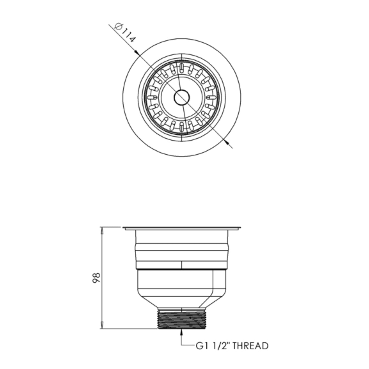 Top Fix Matt Black Basket Strainer Basin Waste With Overflow