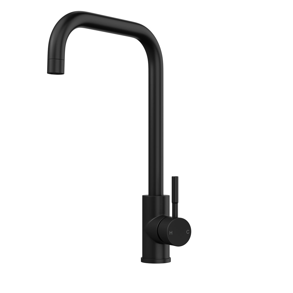 Modern Splash Top Fix Matt Black Square Kitchen Tap