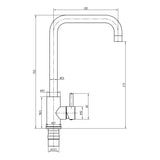 Top Fix Brushed Steel Square Kitchen Tap