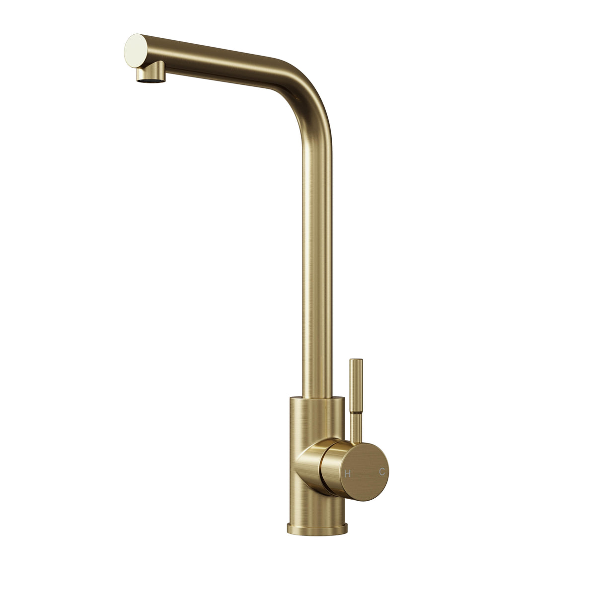 Modern Splash Top Fix Brushed Brass L-Neck Kitchen Tap