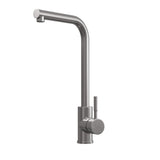 Top Fix Brushed Steel L-Neck Kitchen Tap