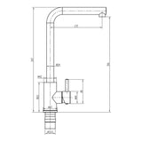 Top Fix Brushed Steel L-Neck Kitchen Tap