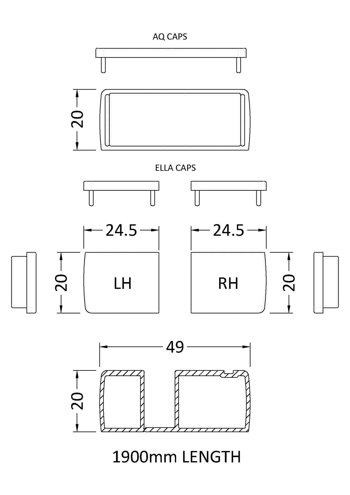 Chrome 1900mm Profile Extension Kit