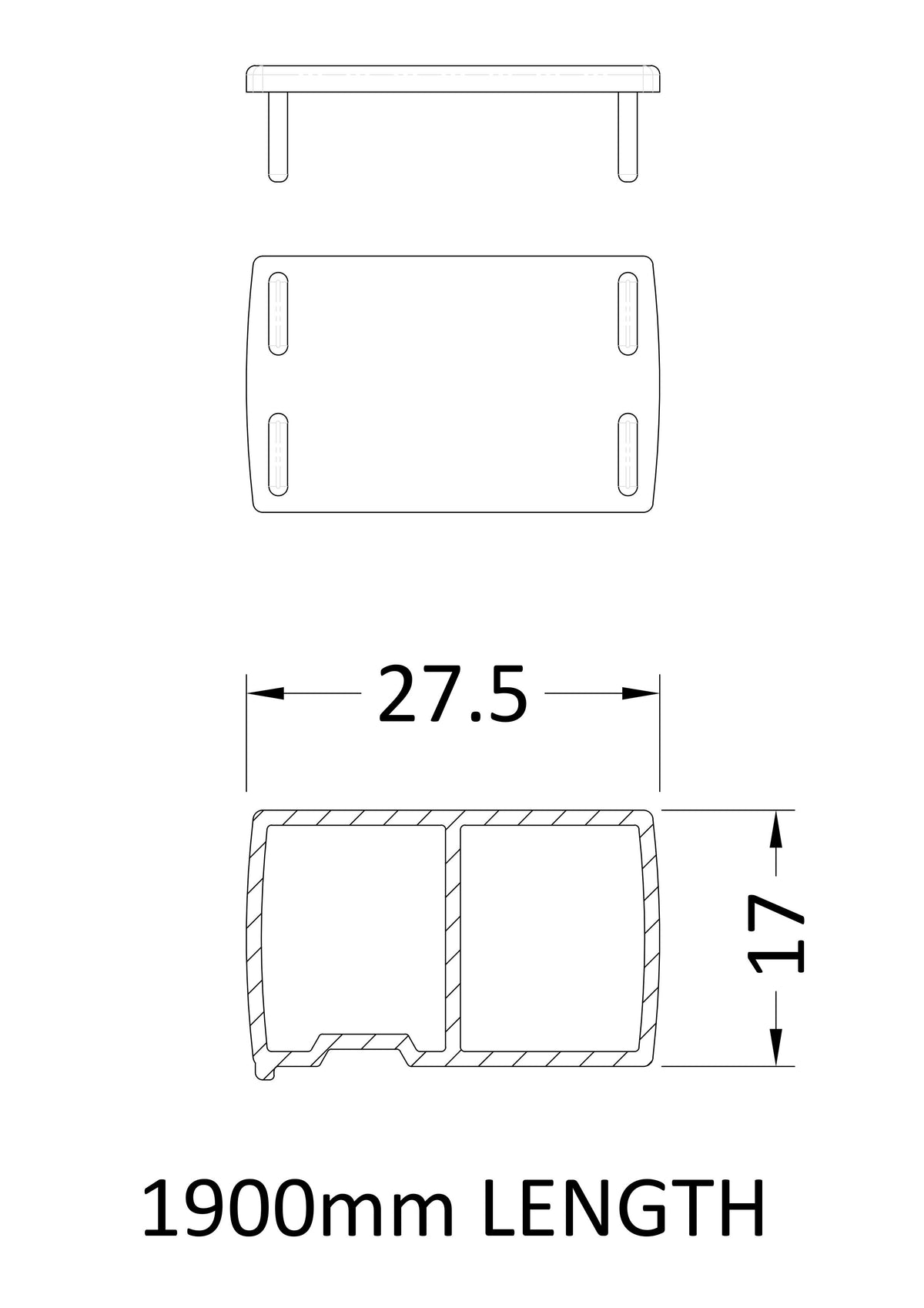 Modern Splash Brushed Brass 1900mm Profile Extension Kit