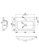 1 Tap Hole 500mm Polymarble Rectangular Basin