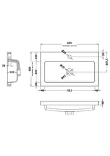 1 Tap Hole 600mm Polymarble Rectangular Basin