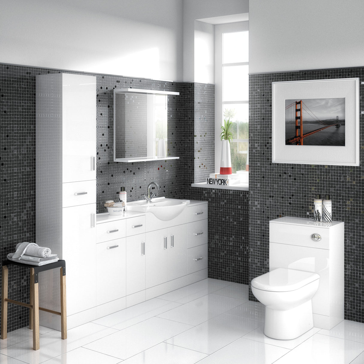 Modern Splash  Axis 600mm Slimline Gloss White Floor Standing WC Unit
