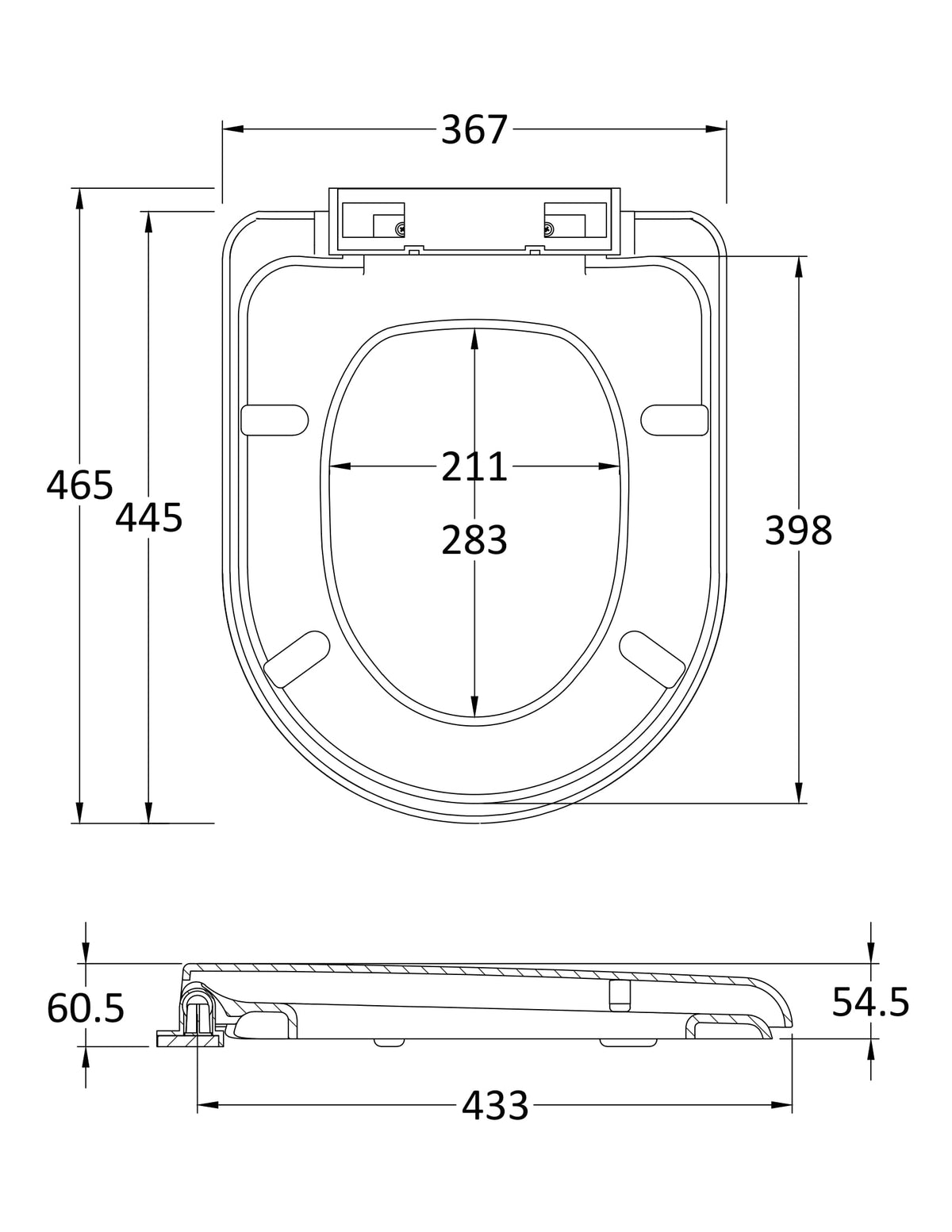 Modern Splash  Milo White D-Shaped Soft Close Toilet Seat With Top Fix Hinge