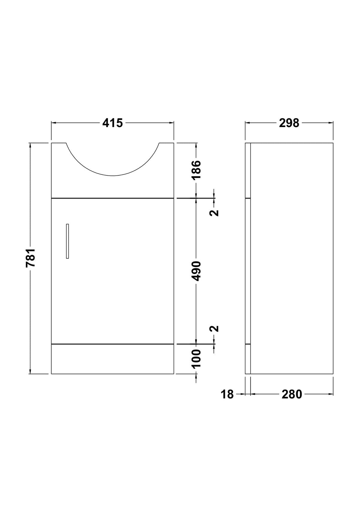 Modern Splash Mayford 450mm White Floor Standing Vanity Unit