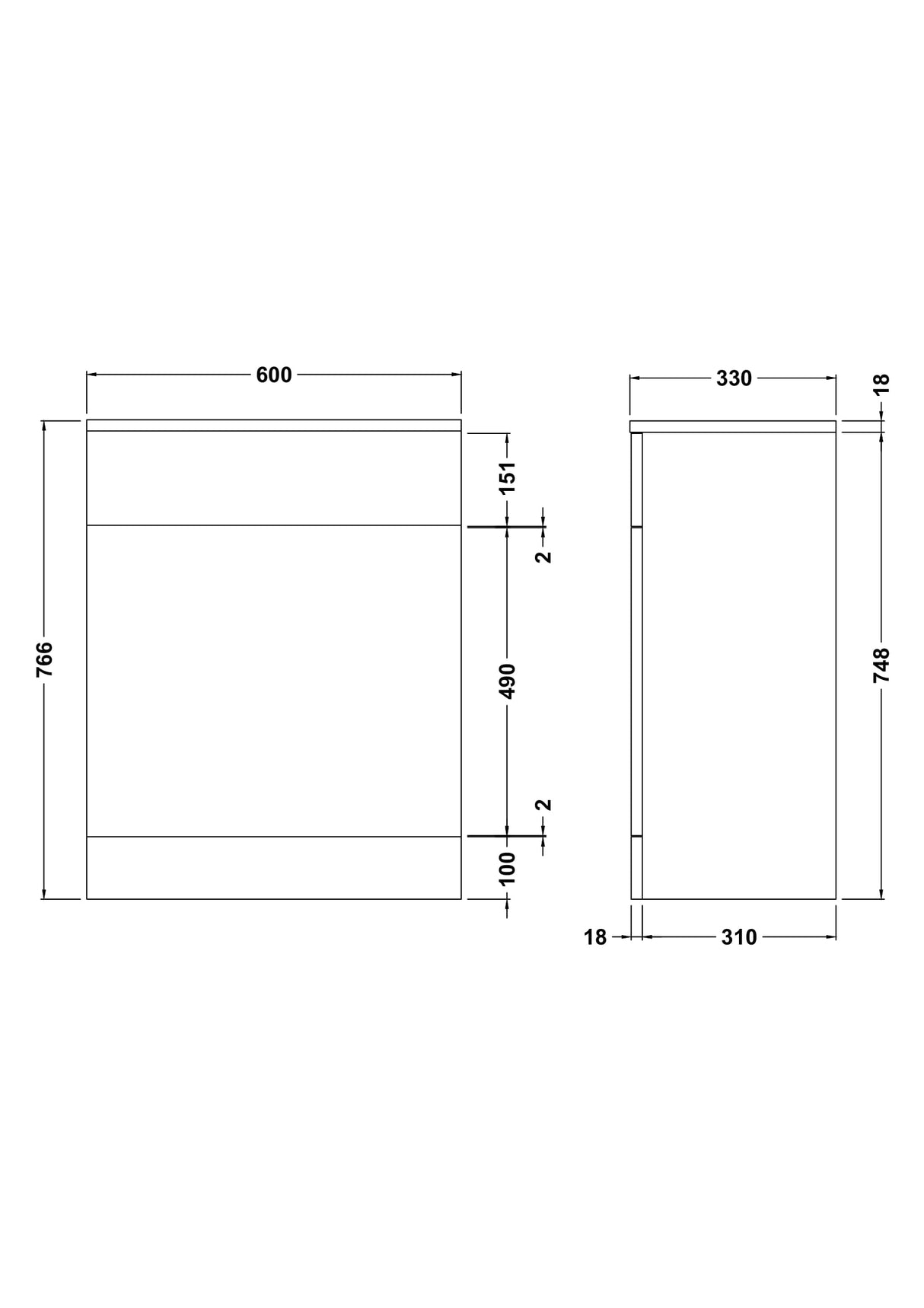 Modern Splash Mayford 600mm Gloss White Floor Standing WC Unit