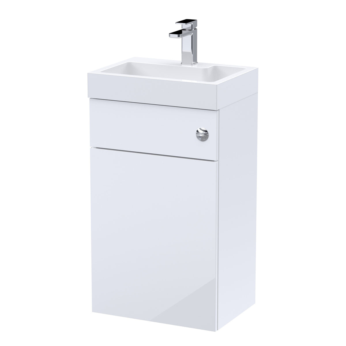Modern Splash 500mm Gloss White 2 In 1 Floor Standing Vanity Unit With Basin, WC Unit With Concealed Cistern
