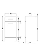 Modern Splash 350mm Drawer Gloss White Floor Standing Cabinet