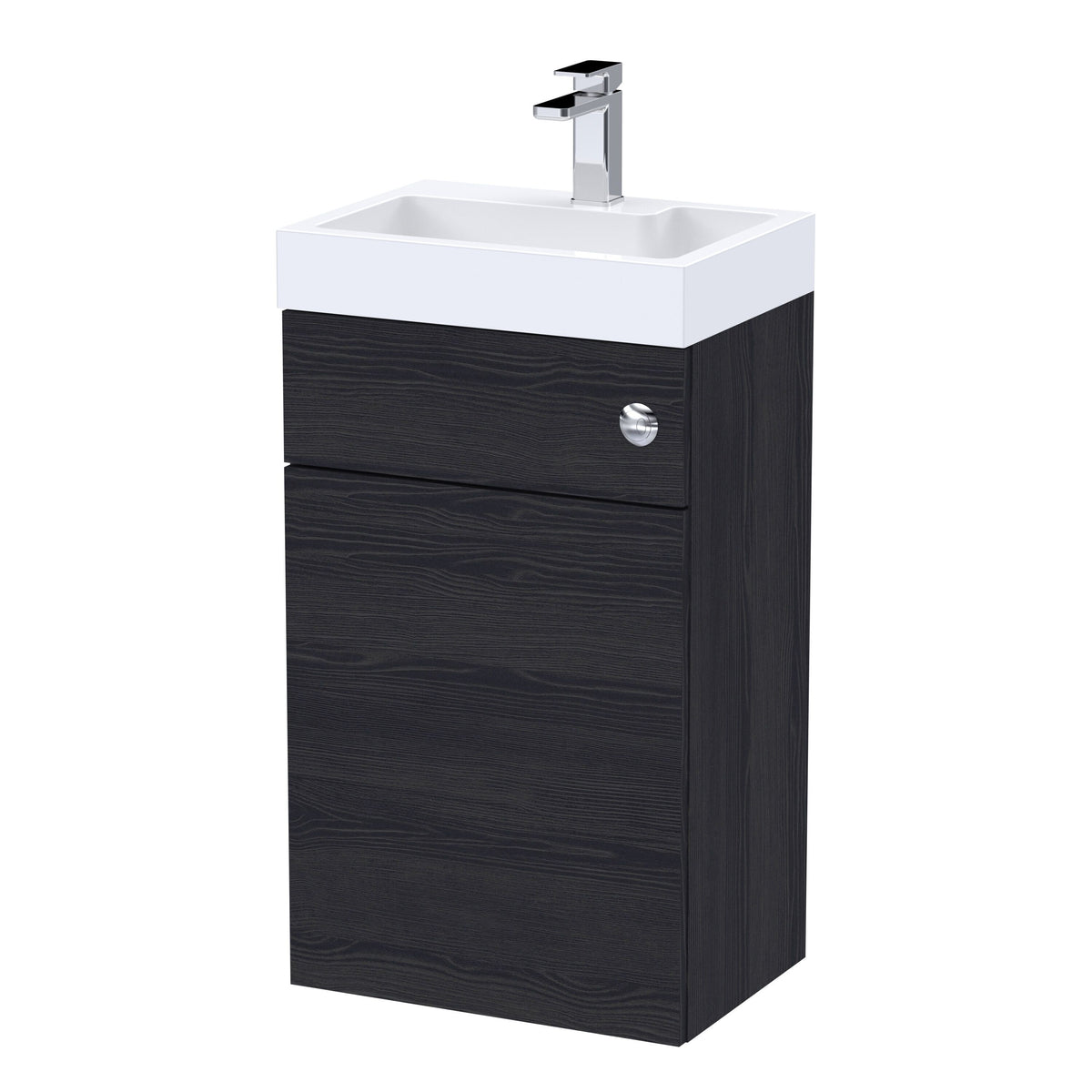 Modern Splash 500mm Charcoal Black 2 In 1 Floor Standing Vanity Unit With Basin, WC Unit With Concealed Cistern